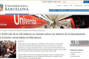 El AQR-Lab de la UB elabora un estudio sobre los efectos de la liberalización de horarios comerciales en Barcelona
