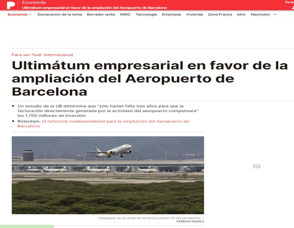 Business ultimatum in favor of the expansion of Barcelona Airport