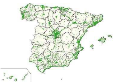 Areas with 3G coverage in Spain