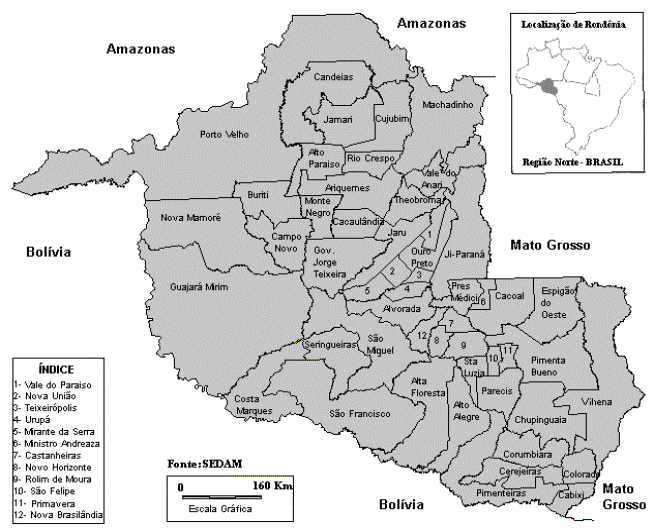 Mapa de rondonia com todas as cidades