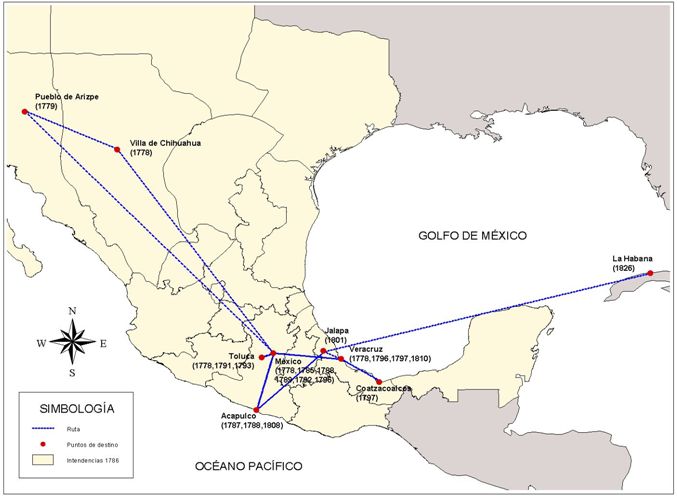 mapa de mexico en 1800. obtenemos un mapa de sus