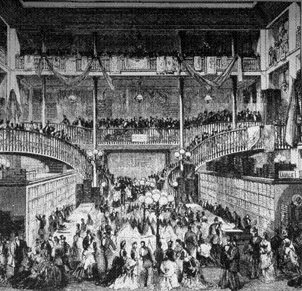 Cuadro de texto:    Figura 30: Grandes almacenes Au Pauvre Diable, 1874. Ejemplo de hall rectangular utilizado como galería.    