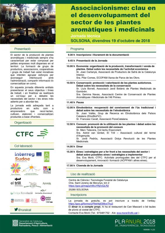 Jornada:  “Associacionisme: clau en el desenvolupament del sector de les plantes aromàtiques  CCTF 