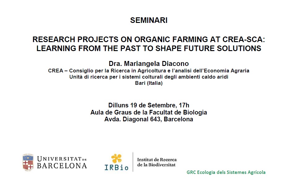 “Research projects on organic farming at CREA-SCA: learning from the past to shape future solutions”