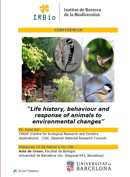 “Life history, behaviour and response of animals to environmental changes”