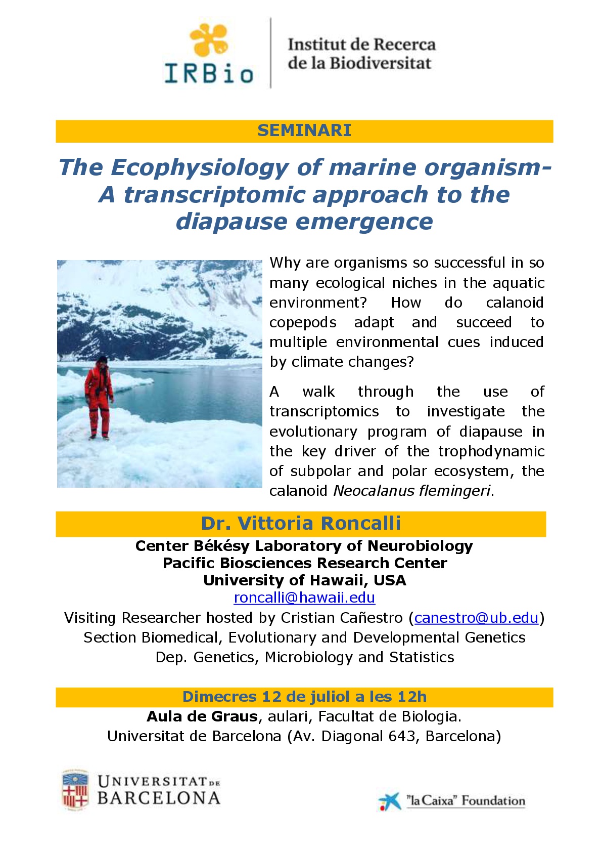 The Ecophysiology of marine organism-A transcriptomic approach to the diapause emergence 