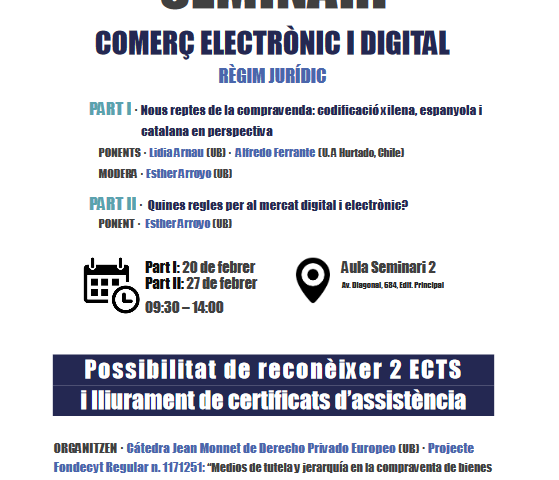 20 i 27/02/2018 – Seminari: Comerç electrònic i digital. Règim jurídic