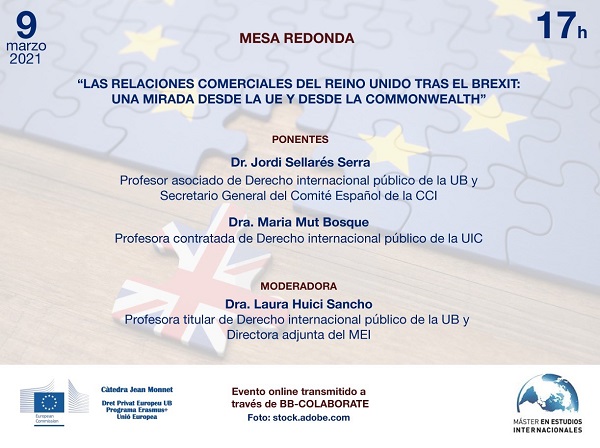9/03/2021: Roundtable webinar “The post-Brexit UK trade relations: a perspective from the EU and the Commonwealth”.