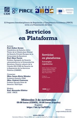 Presentació del llibre: “Servicios en Plataforma. Estrategias regulatorias”.