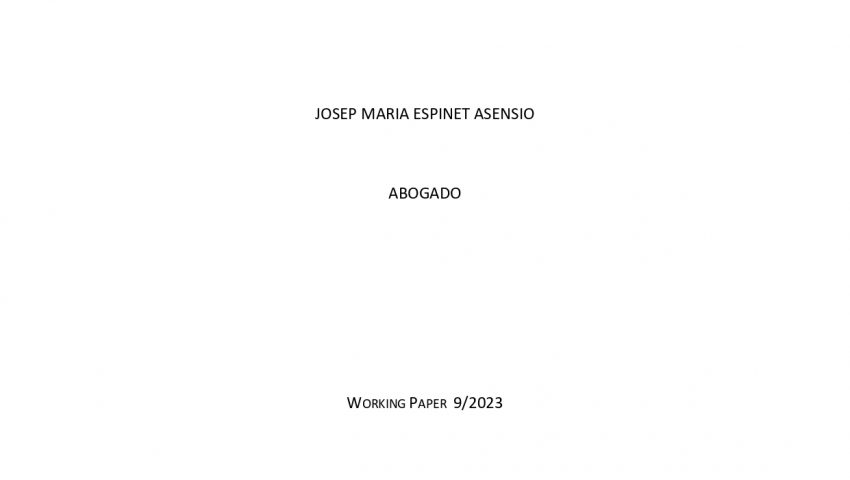 Working paper: “El fondo de reserva comunitario y su utilidad como objeto de una garantía pignoraticia”, Mr. Josep Maria Espinet Asensio