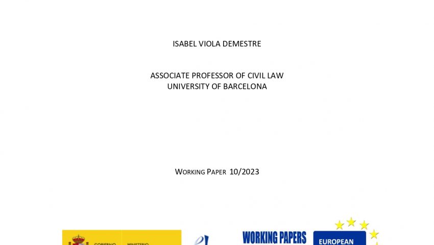 Working paper: «Solving conflicts in multi-unit building renovation: the role of mediation and ADR Systems», Dra. Isabel Viola Demestre