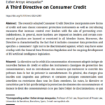 Article:  Esther ARROYO AMAYUELAS, A Third Directive on Consumer Credit. European Review of Contract Law, vol. 20, núm. 1, 1-24