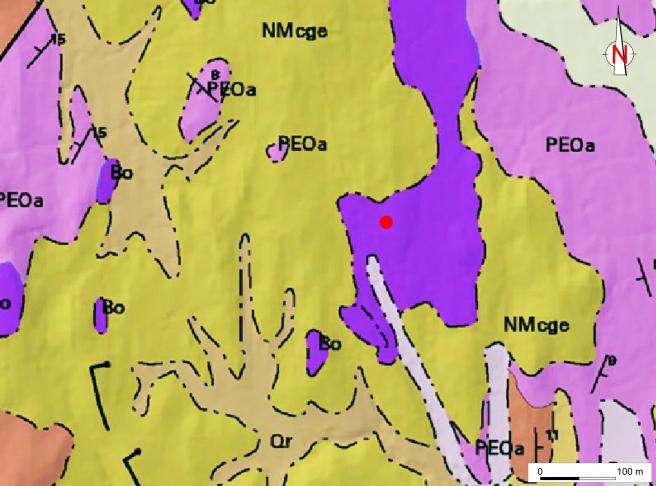 Mapa geològic de l'àrea on s'emplaça la pedrera