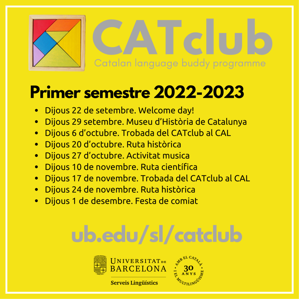 Programació del CATclub de la UB durant el primer semestre del curs 22-23