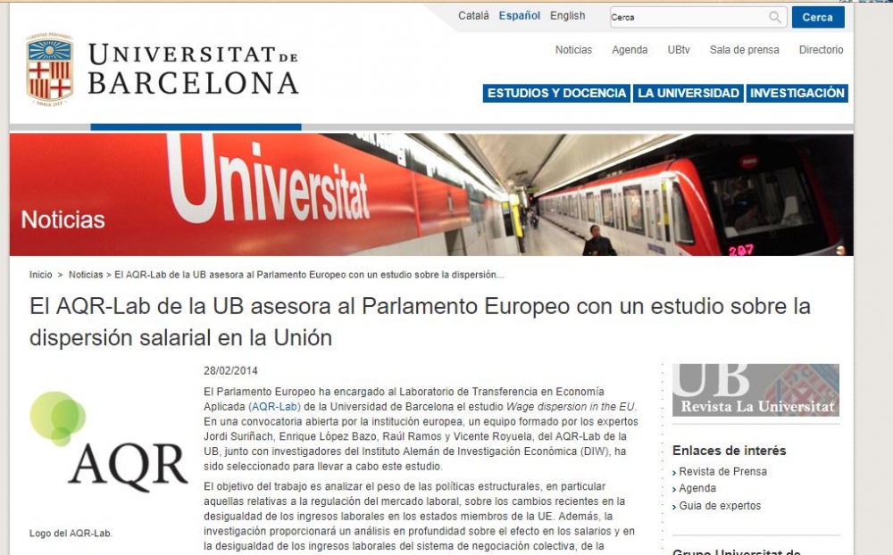 El AQR-Lab de la UB asesora al Parlamento Europeo con un estudio sobre la dispersión salarial en la Unión
