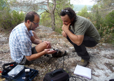 Enrico Armelloni and Tommaso Mattioli during the field work in July 2015