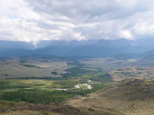 The snowy peaks of the North-Chuysky mountain range