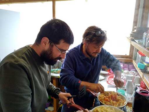 Adriano and Tommaso cooking pasta