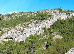 Location of the rock art sites of Cova de l’Escoda, Balma d’en Roc and Cova del Racó d’en Perdigó (Tivissa-Vandellòs Mountains).