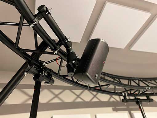 Figure 2. immpaLAB detail of ceiling truss and loudspeaker.
