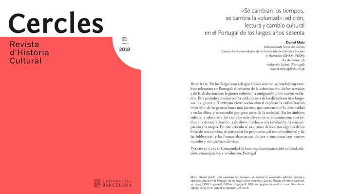 Se cambian los tiempos, se cambia la voluntad: edición, lectura y cambio cultural en el Portugal de los largos años sesenta