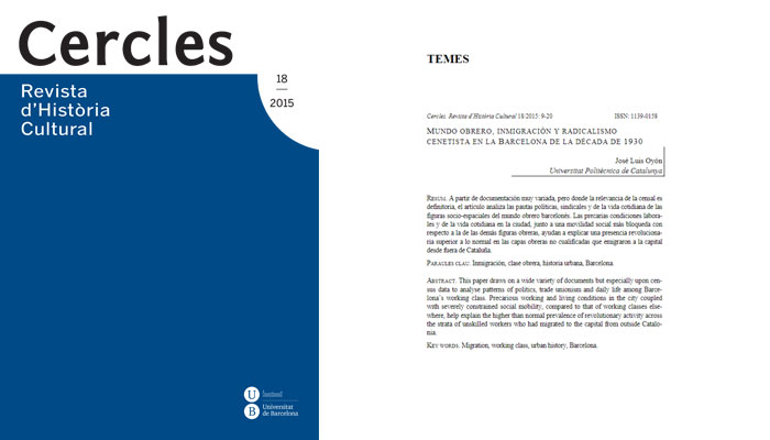 Mundo obrero, inmigración y radicalismo cenetista en la Barcelona de la década de 1930