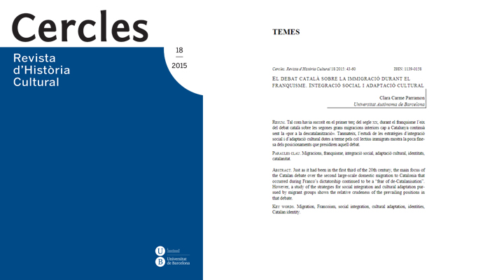 El debat català sobre la immigració durant el franquisme. Integració social i adaptació cultural