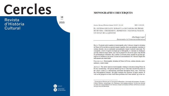 El sistema educatiu durant la dictadura de Primo de Rivera: creixement, represió i nacionalització. Un estat de la qüestió