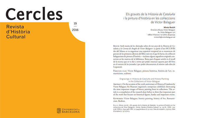 Els gravats de la Historia de Cataluña i la pintura d’història en les col·leccions de Víctor Balaguer