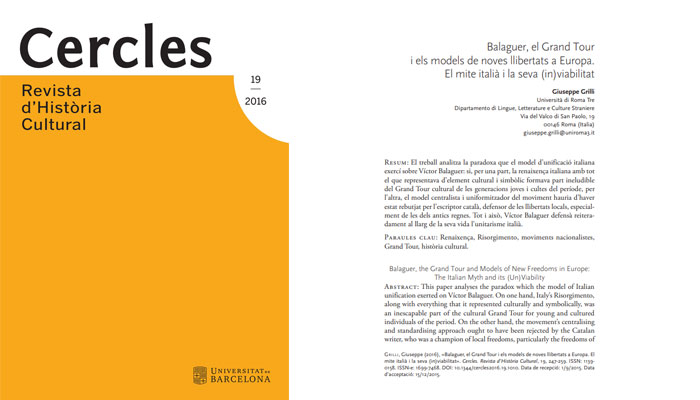 Balaguer, el Grand Tour i els models de noves llibertats a Europa. El mite italià i la seva (in)viabilitat