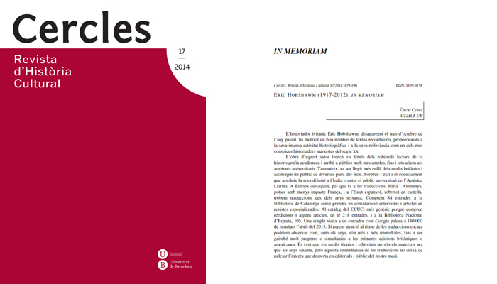 Eric Hobsbawm(1917-2012), in memoriam