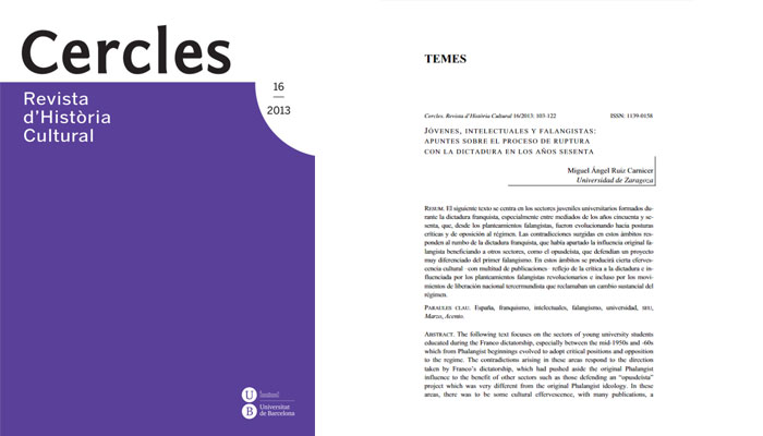 Jóvenes, intelectuales y falangistas: apuntes sobre el proceso de ruptura con la dictadura en los años sesenta