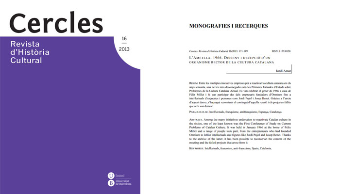 L’Ametlla, 1966. Disseny i decepció d’un organisme rector de la cultura catalana