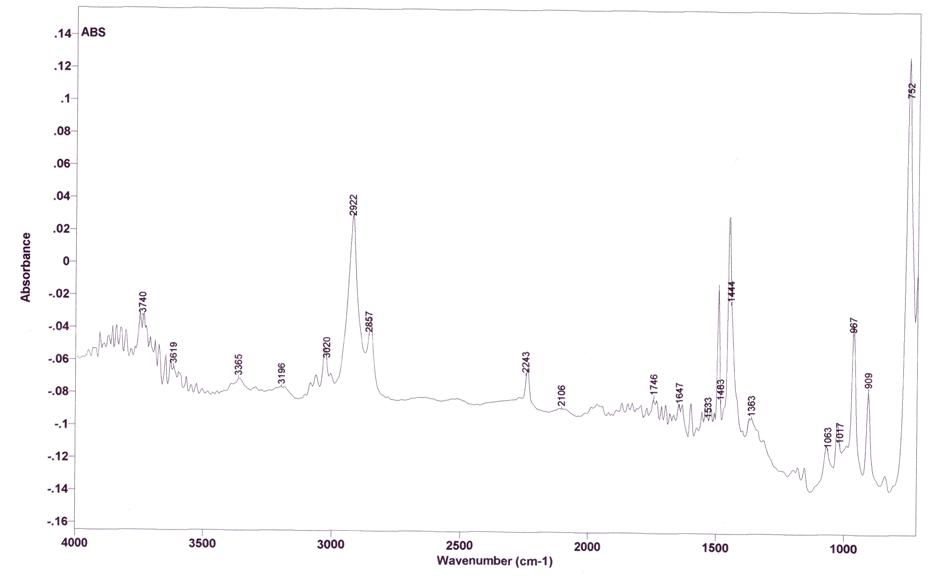 L'espectre d'IR realitzat a partir de mesures d'absorbància.