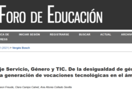 Nueva publicación: “Aprendizaje Servicio, Género y TIC. De la desigualdad de género en las TIC a la generación de vocaciones tecnológicas en el ámbito educativo”