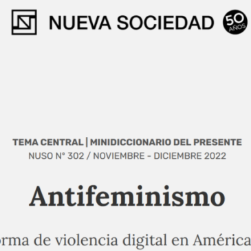 Nova publicació de Jordi Bonet: Antifeminismo. Una forma de violencia digital en América Latina