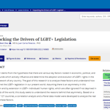 Nueva publicación del miembro de COPOLIS Juan Carlos Palacios Cívico: Unpacking the Drivers of LGBT+ Legislation