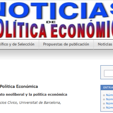 Juan Carlos Palacios Cívico publica en la revista Noticias de Política Económica “Fundamentos de Política Económica. Adam Smith, el relato neoliberal y la política económica”