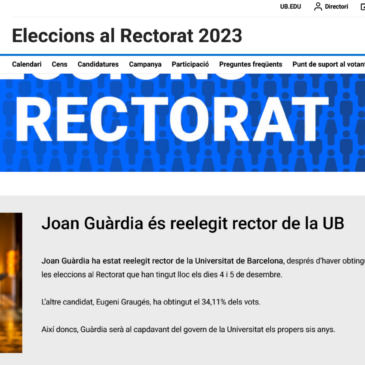 COPOLIS congratulates the team of Joan Guàrdia, re-elected rector