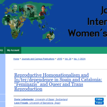 Nova publicació de Leon Freude: “Reproductive Homonationalism and In/ter/dependence in Spain and Catalonia: “Feminazis” and Queer and Trans Reproduction”