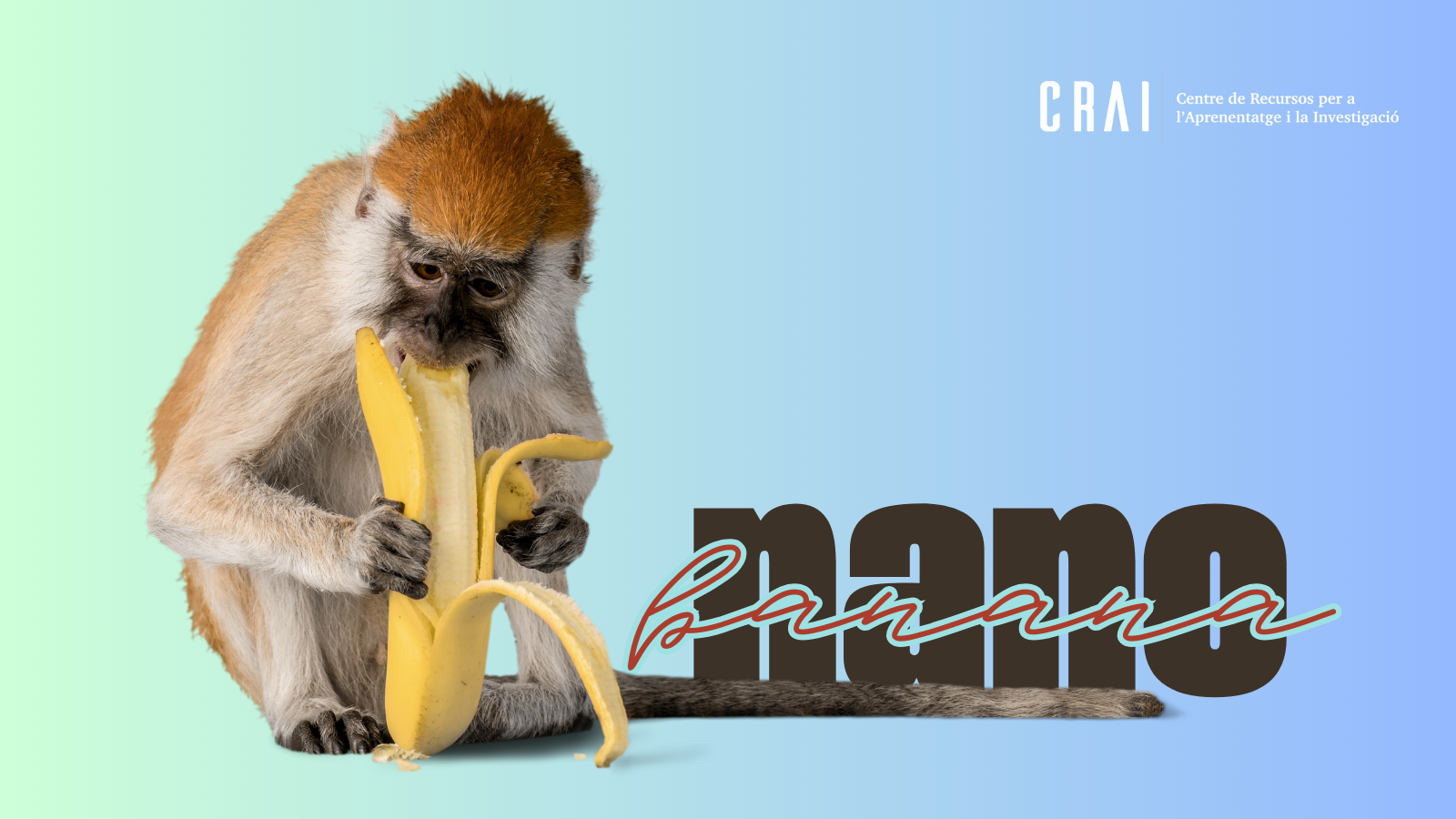 nanobanana amb mico menjant plàtan