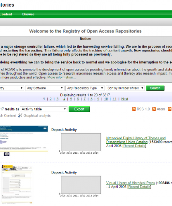 ROAR (Registry of Open Access Repositories)