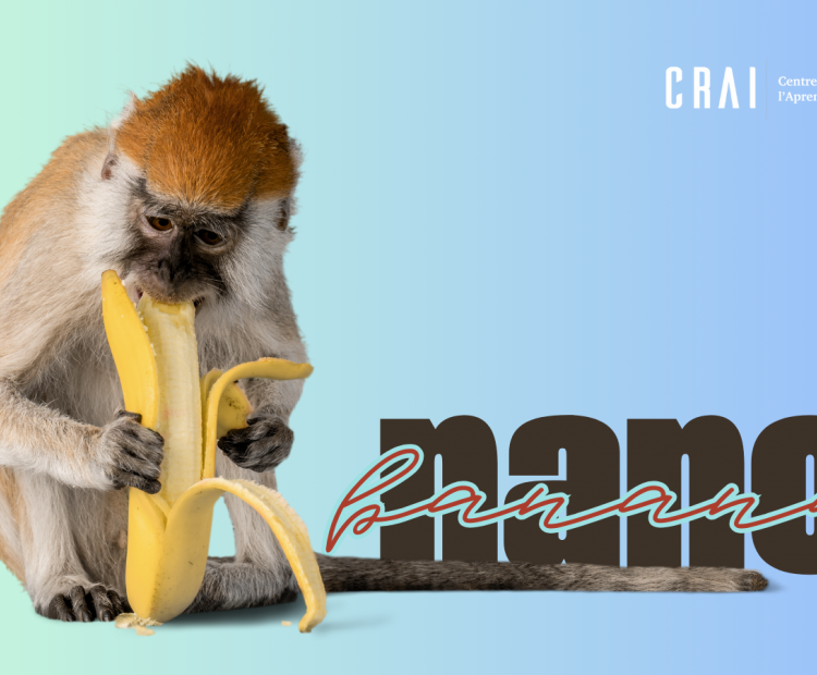 nanobanana amb mico menjant plàtan