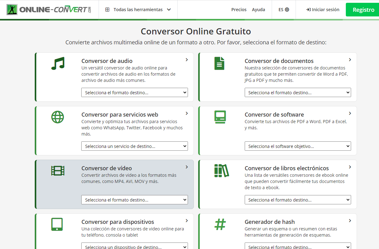 Captura del web Online Convert
