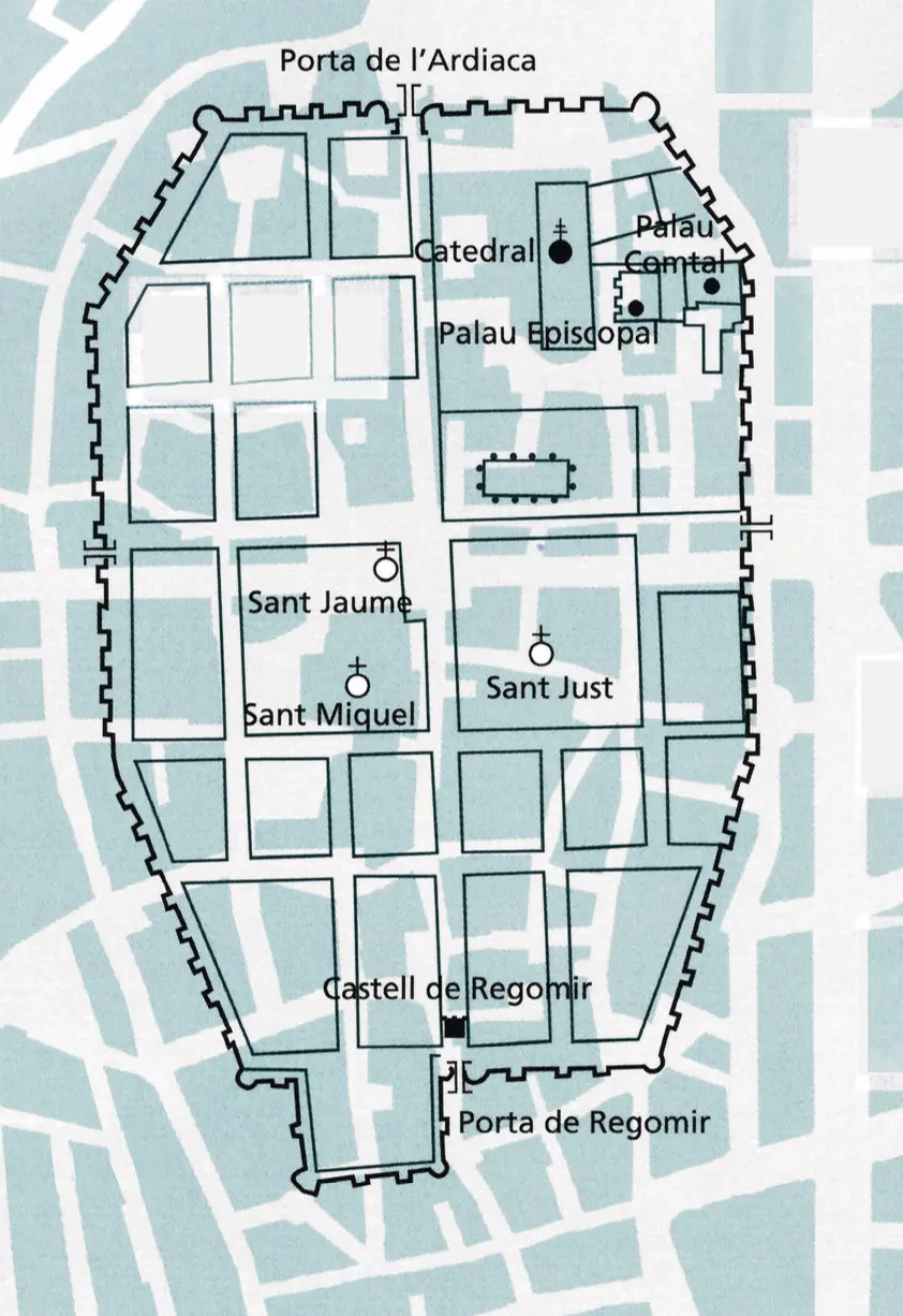 Mapa de Barcelona (any 985): J. Bolós – V. Hurtado, Atles del Comtat de Barcelona (801-993), Barcelona, Rafael Dalmau Editor, 2018, pàg. 28.