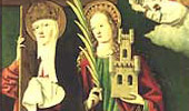 Isabel y Fernando con santa Elena y santa Bárbara