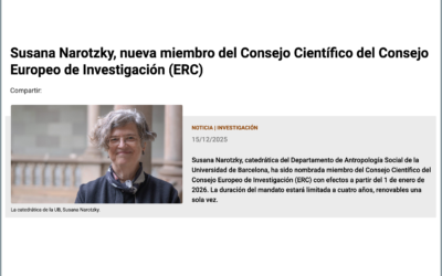 Susana Narotzky, nueva miembro del Consejo Científico del Consejo Europeo de Investigación (ERC)