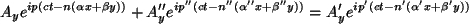 \begin{displaymath}
A_y e^{ip(ct - n (\alpha x + \beta y))} + A_y'' e^{ip''(ct ...
... = A_y' e^{ip'(ct - n' (\alpha' x + \beta' y))}
\vspace{5mm}
\end{displaymath}