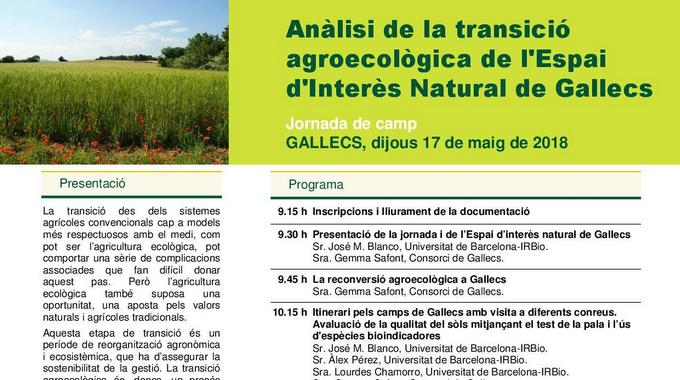 17 de mayo: Jornada demostrativa «Anàlisi de la transició agroecològica de l’Espai d’Interès Natural de Gallecs». Entrevista a Àlex Pérez
