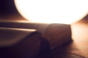 open book in shallow photography